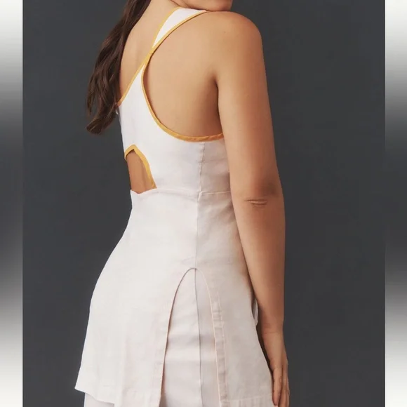 Anthropologie Linen Cutout Button-Front Tank - Picture 4 of 8